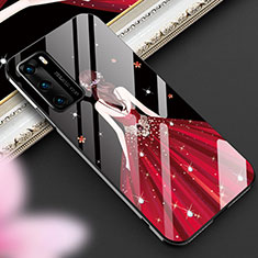 Handyhülle Silikon Hülle Rahmen Schutzhülle Spiegel Motiv Kleid Mädchen für Huawei P40 Rot