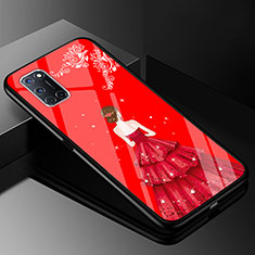Handyhülle Silikon Hülle Rahmen Schutzhülle Spiegel Motiv Kleid Mädchen für Oppo A72 Rot