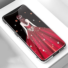 Handyhülle Silikon Hülle Rahmen Schutzhülle Spiegel Motiv Kleid Mädchen für Oppo Find X Rot