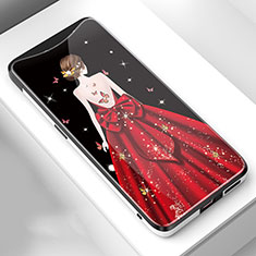 Handyhülle Silikon Hülle Rahmen Schutzhülle Spiegel Motiv Kleid Mädchen für Oppo Find X Super Flash Edition Fuchsie