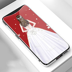 Handyhülle Silikon Hülle Rahmen Schutzhülle Spiegel Motiv Kleid Mädchen für Oppo Find X Weiß