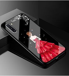 Handyhülle Silikon Hülle Rahmen Schutzhülle Spiegel Motiv Kleid Mädchen für Samsung Galaxy Note 10 Plus 5G Rot und Schwarz