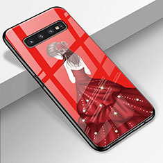 Handyhülle Silikon Hülle Rahmen Schutzhülle Spiegel Motiv Kleid Mädchen K01 für Samsung Galaxy S10 Plus Fuchsie