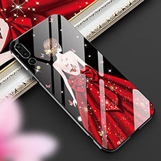 Handyhülle Silikon Hülle Rahmen Schutzhülle Spiegel Motiv Kleid Mädchen K02 für Huawei P20 Pro Rot und Schwarz