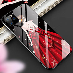Handyhülle Silikon Hülle Rahmen Schutzhülle Spiegel Motiv Kleid Mädchen M01 für Apple iPhone 11 Pro Rot und Schwarz