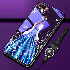 Handyhülle Silikon Hülle Rahmen Schutzhülle Spiegel Motiv Kleid Mädchen M01 für Oppo R15X Blau