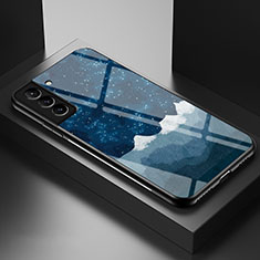 Handyhülle Silikon Hülle Rahmen Schutzhülle Spiegel Sternenhimmel S01 für Samsung Galaxy S22 5G Blau
