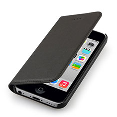Handytasche Flip Schutzhülle Leder für Apple iPhone 5C Schwarz