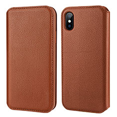 Handytasche Flip Schutzhülle Leder für Apple iPhone Xs Max Braun