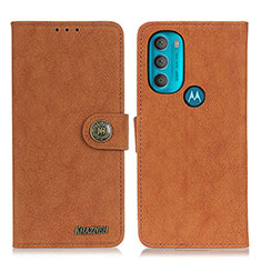 Handytasche Stand Schutzhülle Flip Leder Hülle A01D für Motorola Moto G71 5G Braun