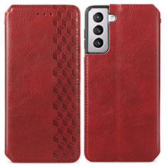 Handytasche Stand Schutzhülle Flip Leder Hülle A01D für Samsung Galaxy S21 Plus 5G Rot