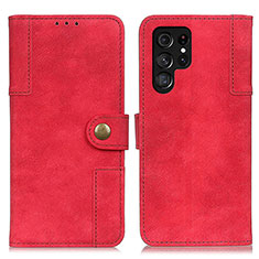 Handytasche Stand Schutzhülle Flip Leder Hülle A01D für Samsung Galaxy S22 Ultra 5G Rot