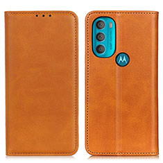 Handytasche Stand Schutzhülle Flip Leder Hülle A02D für Motorola Moto G71 5G Hellbraun