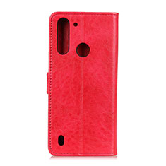 Handytasche Stand Schutzhülle Flip Leder Hülle A04D für Motorola Moto One Fusion Rot
