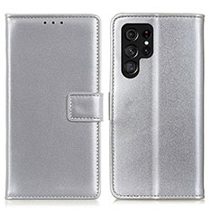 Handytasche Stand Schutzhülle Flip Leder Hülle A06D für Samsung Galaxy S21 Ultra 5G Silber
