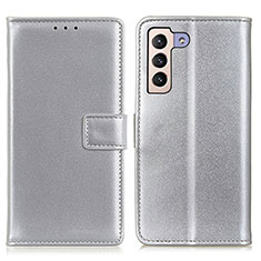 Handytasche Stand Schutzhülle Flip Leder Hülle A08D für Samsung Galaxy S22 5G Silber