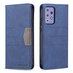 Handytasche Stand Schutzhülle Flip Leder Hülle B01F für Samsung Galaxy A72 4G Blau