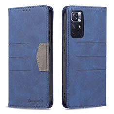 Handytasche Stand Schutzhülle Flip Leder Hülle B01F für Xiaomi Redmi Note 11S 5G Blau