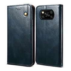 Handytasche Stand Schutzhülle Flip Leder Hülle B01S für Xiaomi Poco X3 NFC Blau