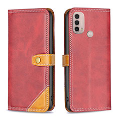 Handytasche Stand Schutzhülle Flip Leder Hülle B02F für Motorola Moto E40 Rot