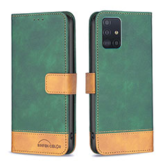 Handytasche Stand Schutzhülle Flip Leder Hülle B02F für Samsung Galaxy A51 4G Grün