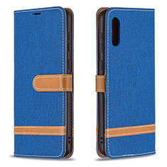 Handytasche Stand Schutzhülle Flip Leder Hülle B02F für Samsung Galaxy M02 Blau