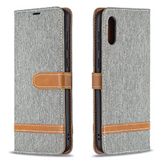 Handytasche Stand Schutzhülle Flip Leder Hülle B02F für Samsung Galaxy M02 Grau