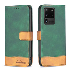 Handytasche Stand Schutzhülle Flip Leder Hülle B02F für Samsung Galaxy S20 Ultra 5G Grün