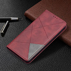 Handytasche Stand Schutzhülle Flip Leder Hülle B02F für Samsung Galaxy S21 5G Rot