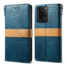 Handytasche Stand Schutzhülle Flip Leder Hülle B02S für Samsung Galaxy S20 Ultra 5G Blau