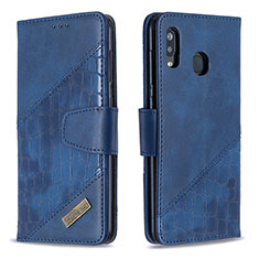 Handytasche Stand Schutzhülle Flip Leder Hülle B03F für Samsung Galaxy A20 Blau