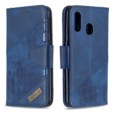 Handytasche Stand Schutzhülle Flip Leder Hülle B03F für Samsung Galaxy A40 Blau