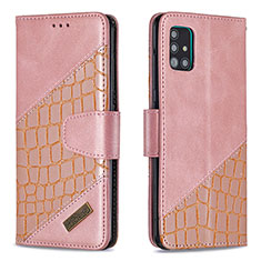 Handytasche Stand Schutzhülle Flip Leder Hülle B03F für Samsung Galaxy M40S Rosegold