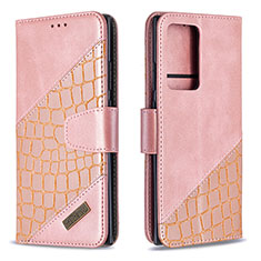 Handytasche Stand Schutzhülle Flip Leder Hülle B03F für Samsung Galaxy Note 20 Ultra 5G Rosegold