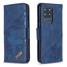 Handytasche Stand Schutzhülle Flip Leder Hülle B03F für Samsung Galaxy S20 Ultra Blau