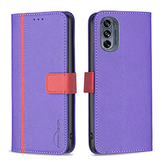 Handytasche Stand Schutzhülle Flip Leder Hülle B04F für Motorola Moto G62 5G Violett