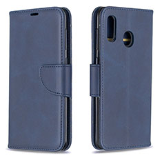 Handytasche Stand Schutzhülle Flip Leder Hülle B04F für Samsung Galaxy A20 Blau