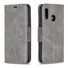 Handytasche Stand Schutzhülle Flip Leder Hülle B04F für Samsung Galaxy A20e Grau