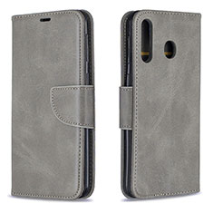 Handytasche Stand Schutzhülle Flip Leder Hülle B04F für Samsung Galaxy A40s Grau