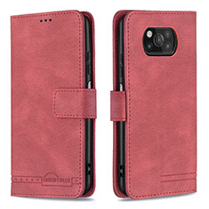 Handytasche Stand Schutzhülle Flip Leder Hülle B05F für Xiaomi Poco X3 NFC Rot