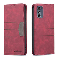 Handytasche Stand Schutzhülle Flip Leder Hülle B06F für Motorola Moto G62 5G Rot