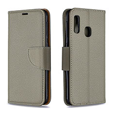 Handytasche Stand Schutzhülle Flip Leder Hülle B06F für Samsung Galaxy A20e Grau