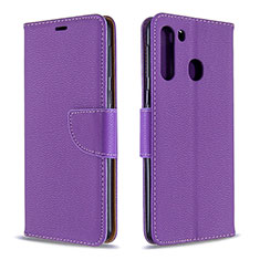 Handytasche Stand Schutzhülle Flip Leder Hülle B06F für Samsung Galaxy A21 Violett