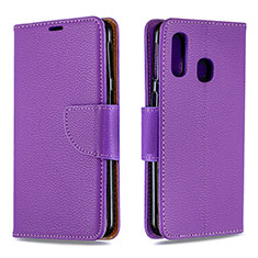 Handytasche Stand Schutzhülle Flip Leder Hülle B06F für Samsung Galaxy A40 Violett