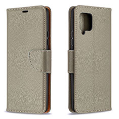 Handytasche Stand Schutzhülle Flip Leder Hülle B06F für Samsung Galaxy A42 5G Grau