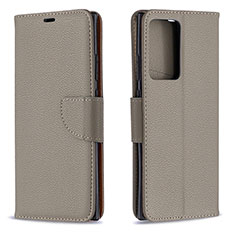 Handytasche Stand Schutzhülle Flip Leder Hülle B06F für Samsung Galaxy Note 20 Ultra 5G Grau
