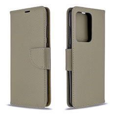 Handytasche Stand Schutzhülle Flip Leder Hülle B06F für Samsung Galaxy S20 Plus 5G Grau