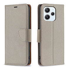 Handytasche Stand Schutzhülle Flip Leder Hülle B06F für Xiaomi Redmi 12 4G Grau