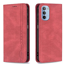 Handytasche Stand Schutzhülle Flip Leder Hülle B07F für Motorola Moto G41 Rot
