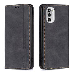 Handytasche Stand Schutzhülle Flip Leder Hülle B07F für Motorola Moto G71s 5G Schwarz